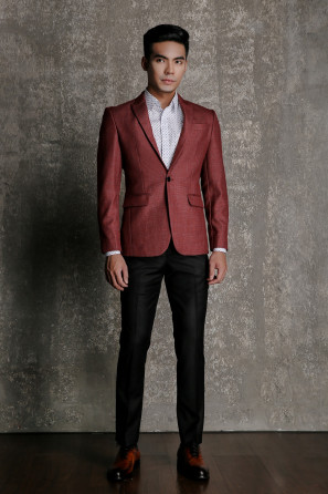 Kevinlli Red Jacket And Black Pants Combination Suit 2 Pieces